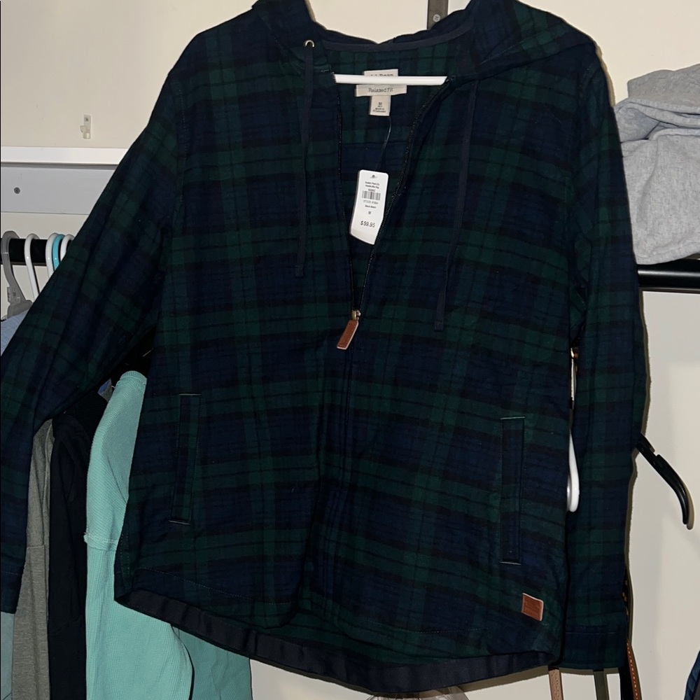 LL Bean Plaid Jacket in Green and Blue